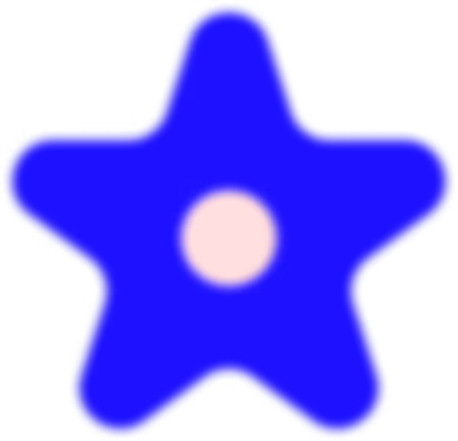 A blue, stylized star shape with a soft pink center.